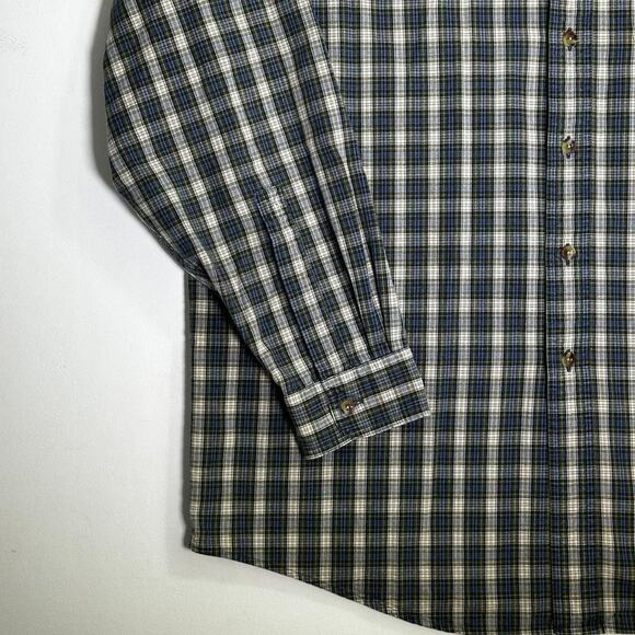 L.L.Bean Shirt Mens Large Flannel Button Down Plaid Blue Pocket Cotton Large - Picture 4 of 8
